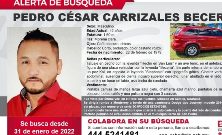 Emiten alerta de búsqueda para ‘El Mijis’ en San Luis Potosí